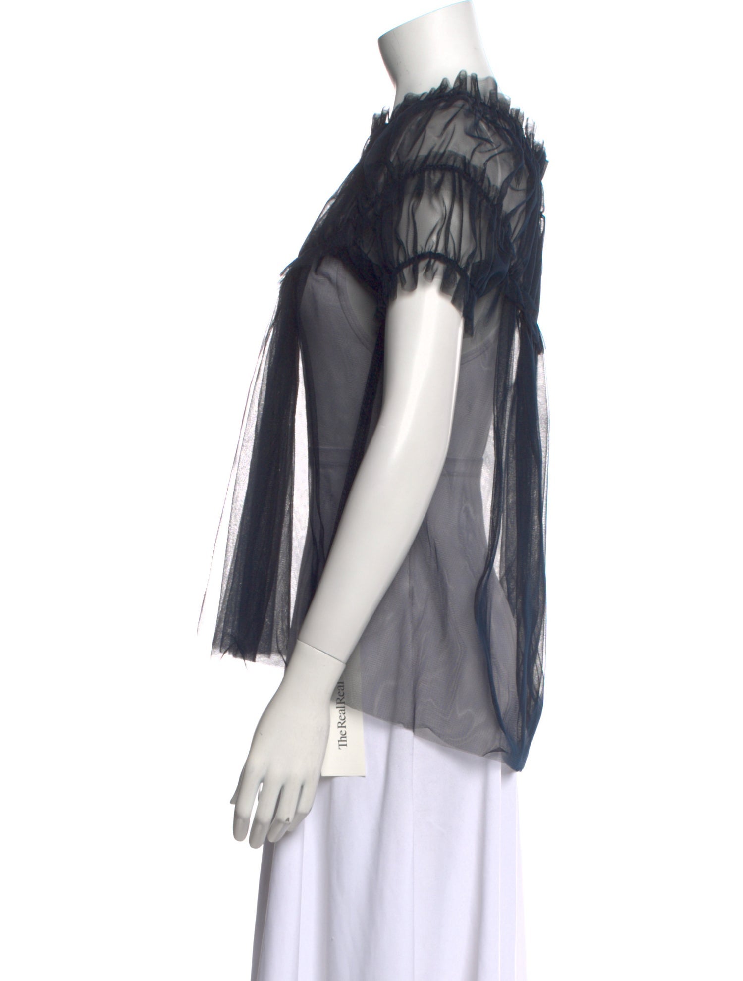 Hache Bateau Neckline Short Sleeve Blouse