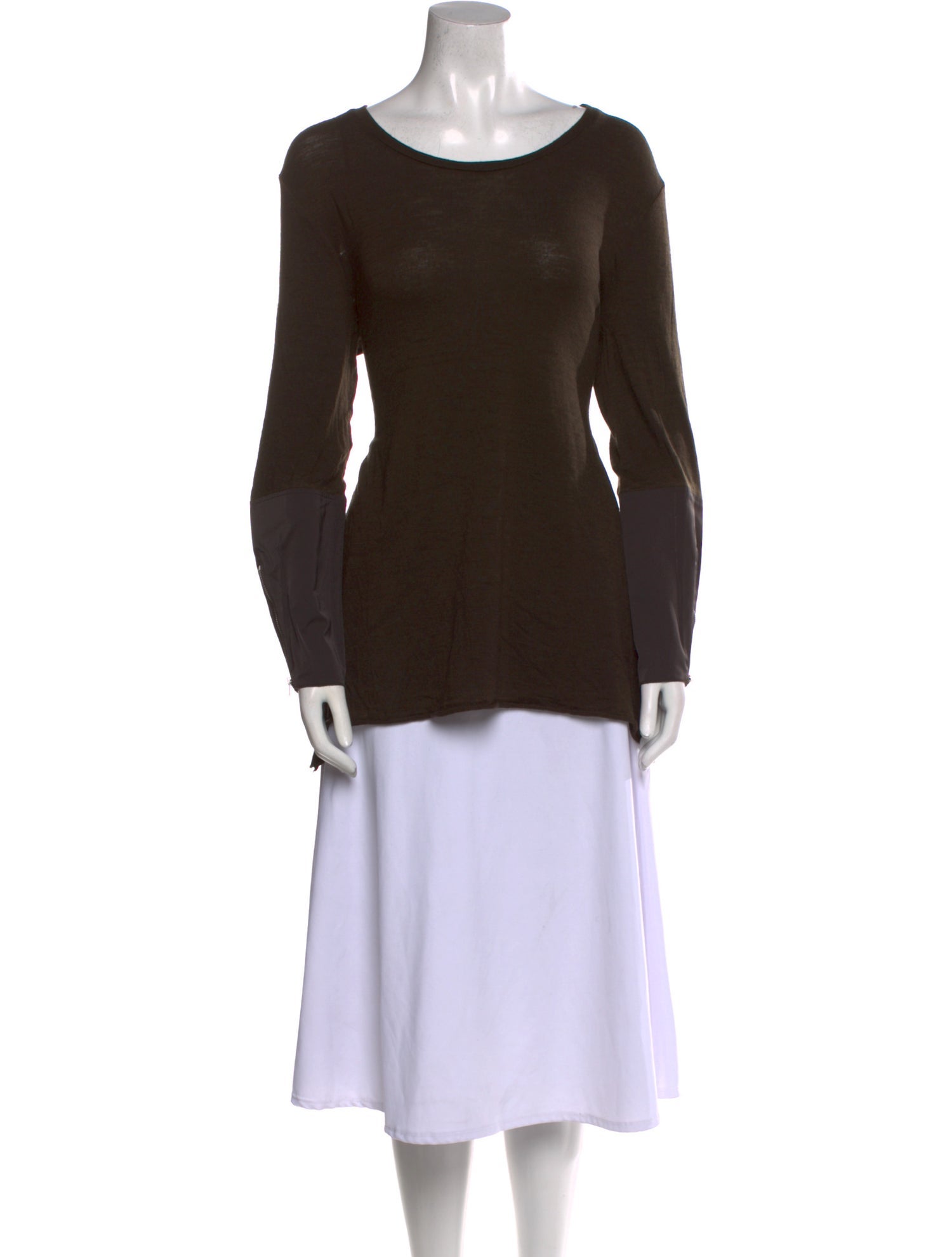 Hache Scoop Neck Long Sleeve Top