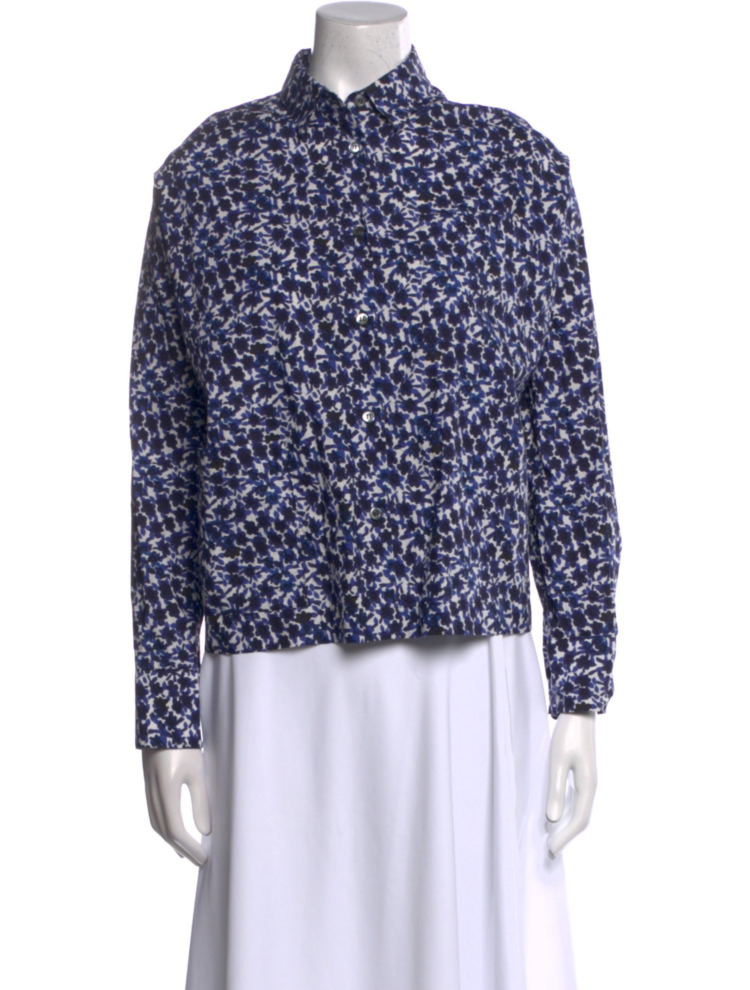 Hache Printed Long Sleeve Button-Up Top