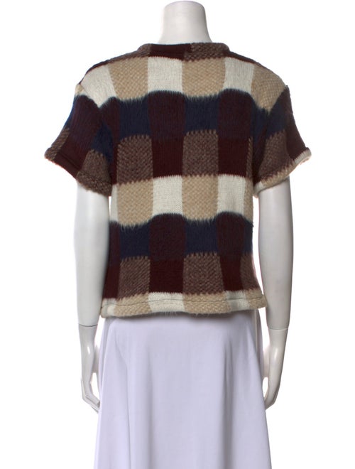 Hache Plaid Print Crew Neck Sweater