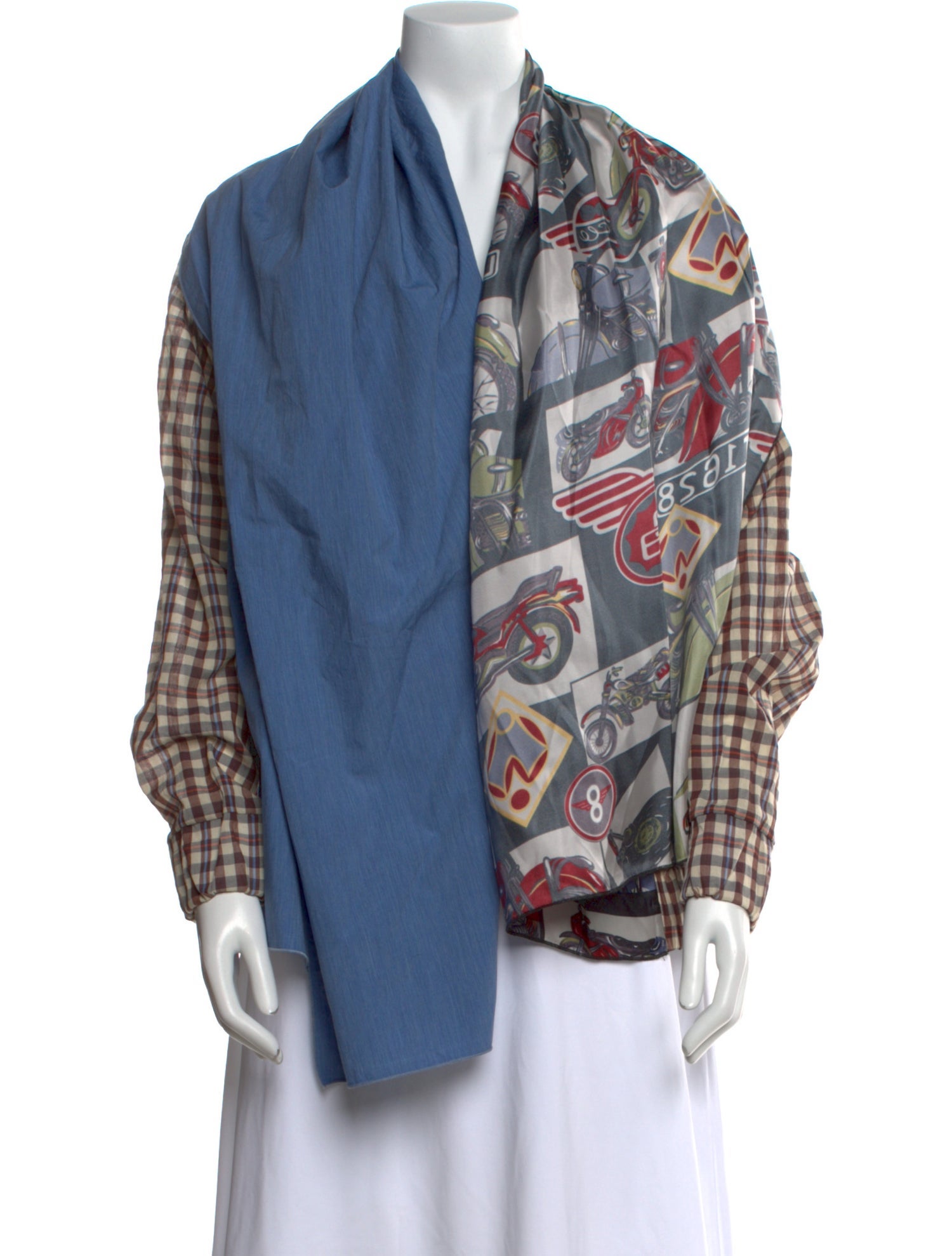 Hache Printed V-Neck Button-Up Top