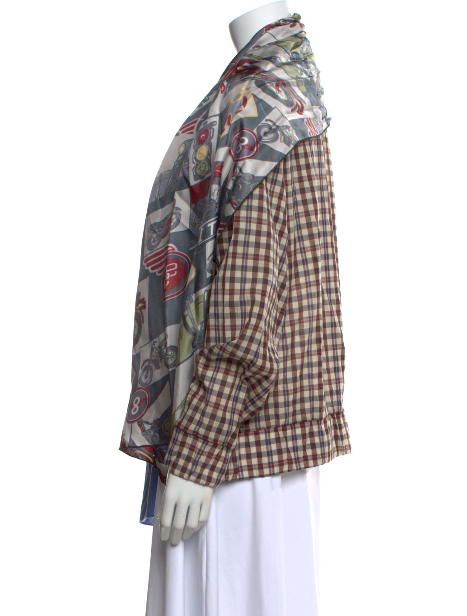 Hache Printed V-Neck Button-Up Top