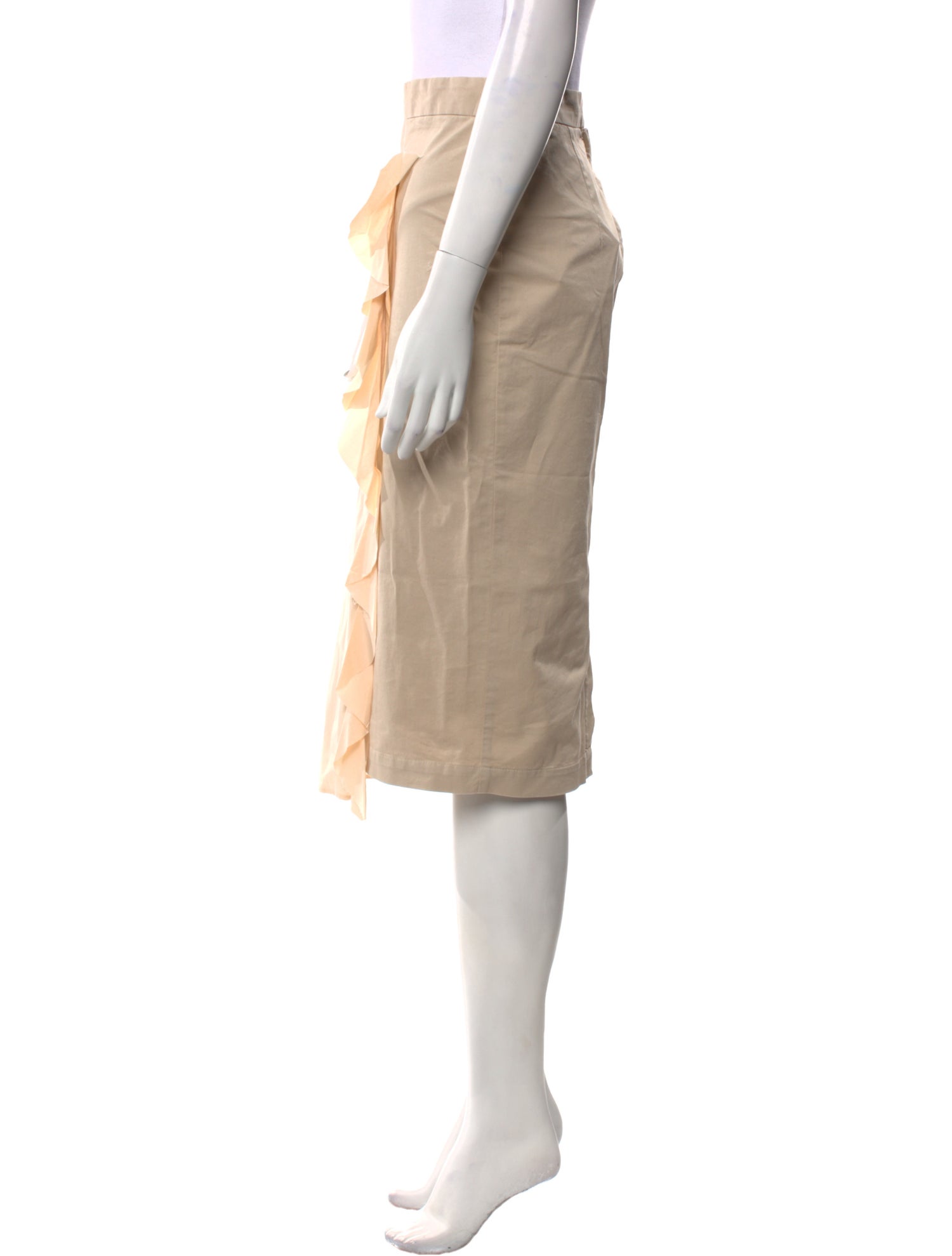 Hache Ruffle Embellishment Knee-Length Skirt