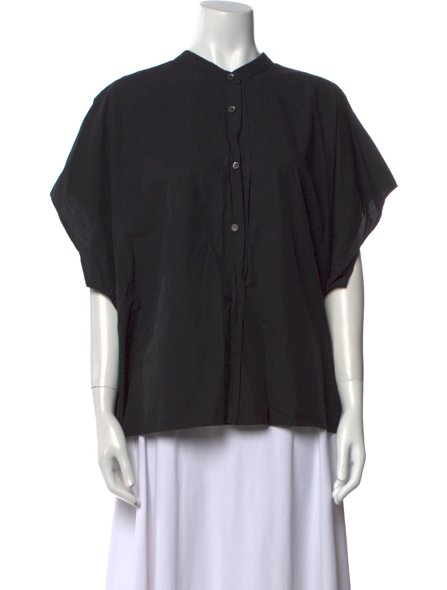 Hache Crew Neck Short Sleeve Button-Up Top