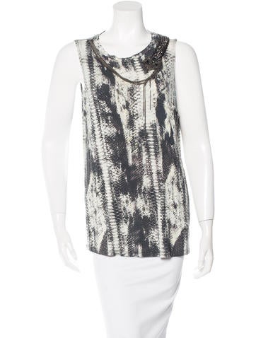 Haute Hippie Embellished Snakeskin Print Top