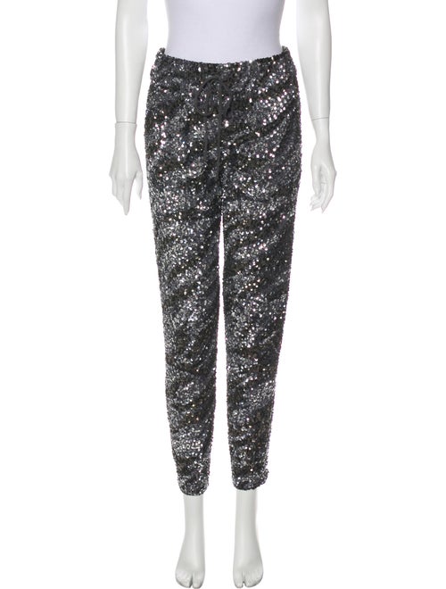 Haute Hippie Animal Print Skinny Leg Pants Metalli