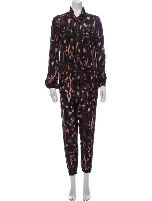 Haute Hippie Printed Mock Neck Jumpsuit Brown