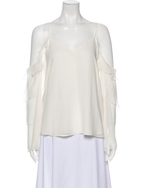 Haute Hippie Silk V-Neck Blouse White