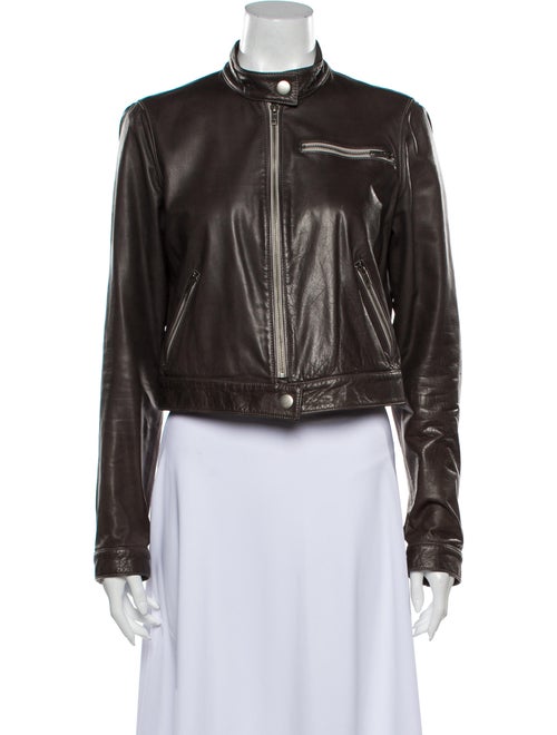Haute Hippie Leather Biker Jacket Grey