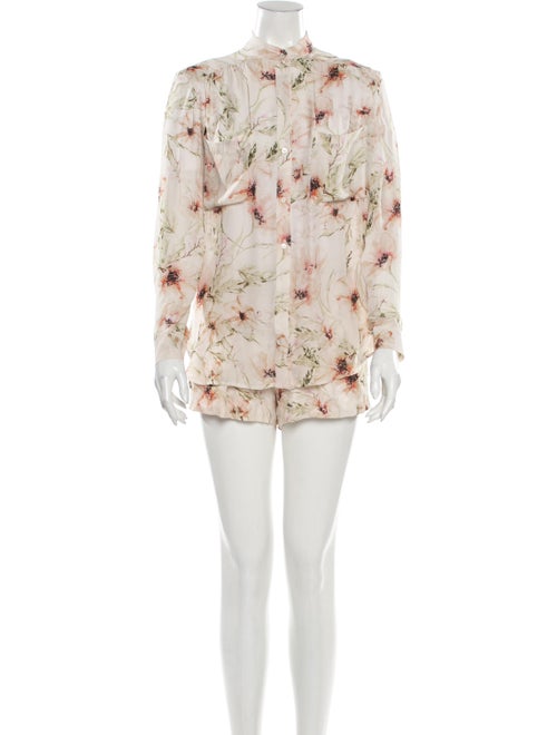 Haute Hippie Silk Floral Print Short Set Pink