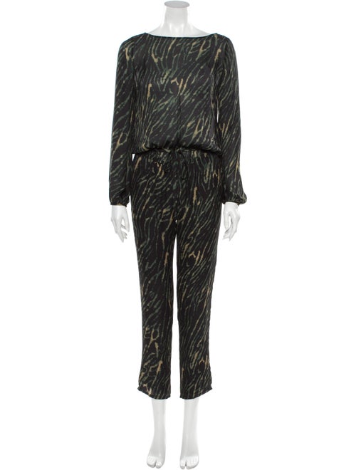 Haute Hippie Silk Animal Print Jumpsuit Black