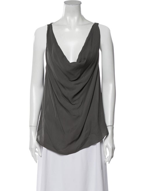 Haute Hippie Silk Cowl Neck Blouse Grey