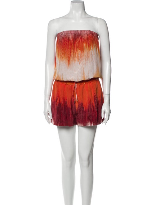 Haute Hippie Silk Printed Romper Orange