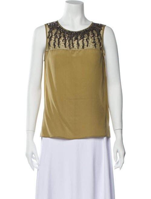 Haute Hippie Silk Scoop Neck Top Yellow