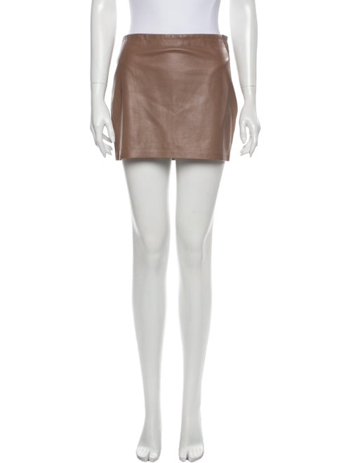 Haute Hippie Leather Mini Skirt Brown