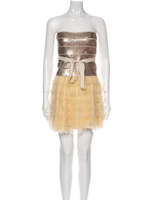 Haute Hippie Colorblock Pattern Mini Dress Metalli