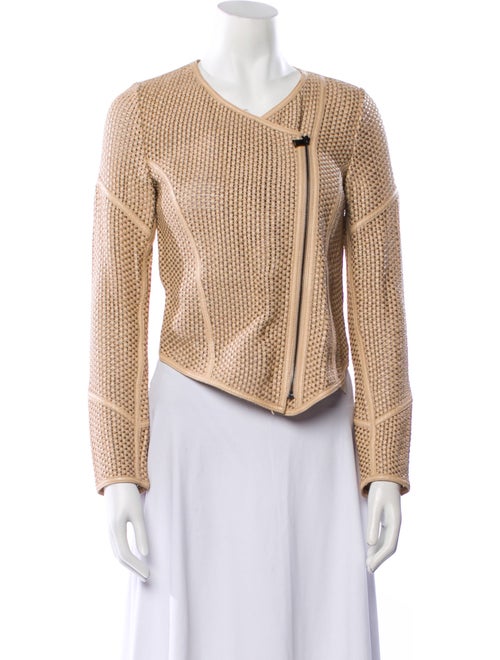 Haute Hippie Leather Tweed Pattern Evening Jacket