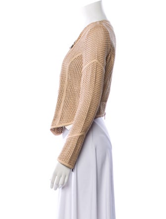 Haute Hippie Leather Tweed Pattern Evening Jacket