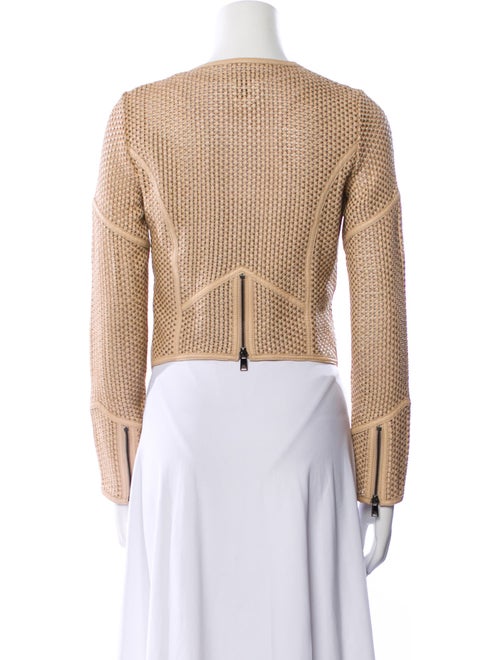 Haute Hippie Leather Tweed Pattern Evening Jacket