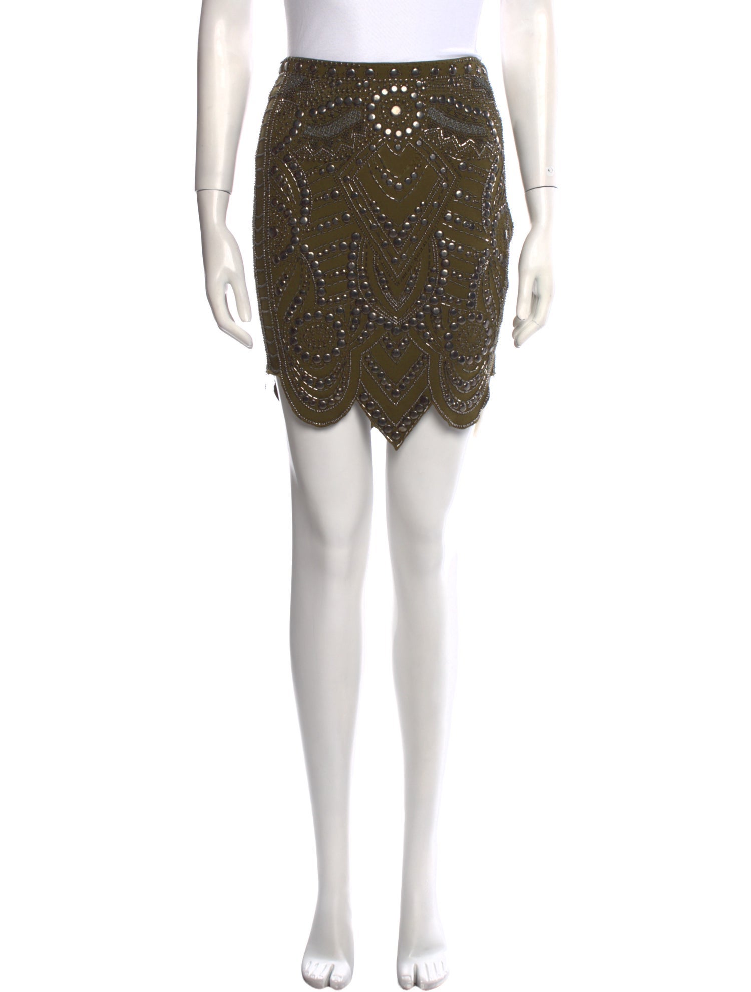Haute Hippie Chain-Link Accents Knee-Length Skirt