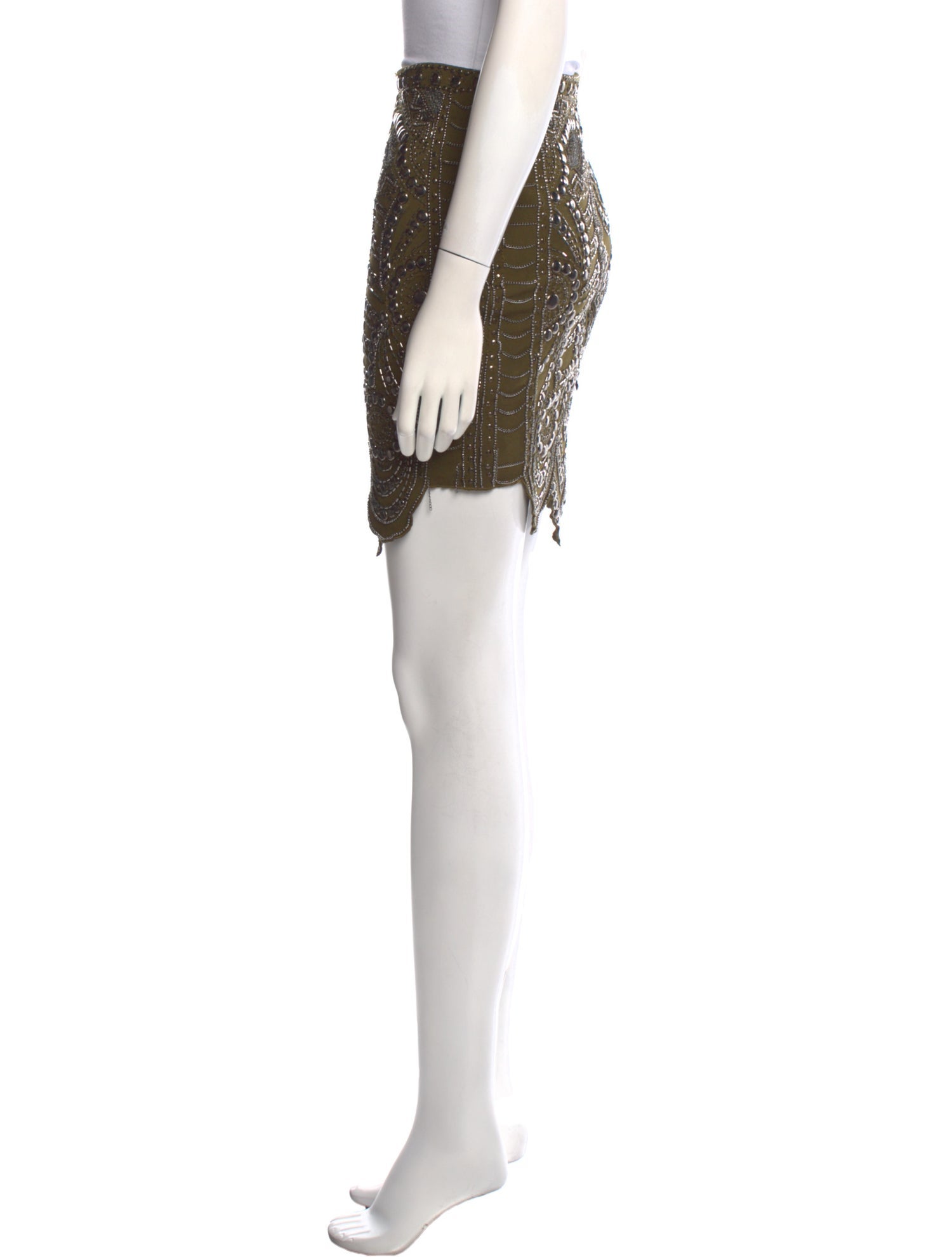 Haute Hippie Chain-Link Accents Knee-Length Skirt