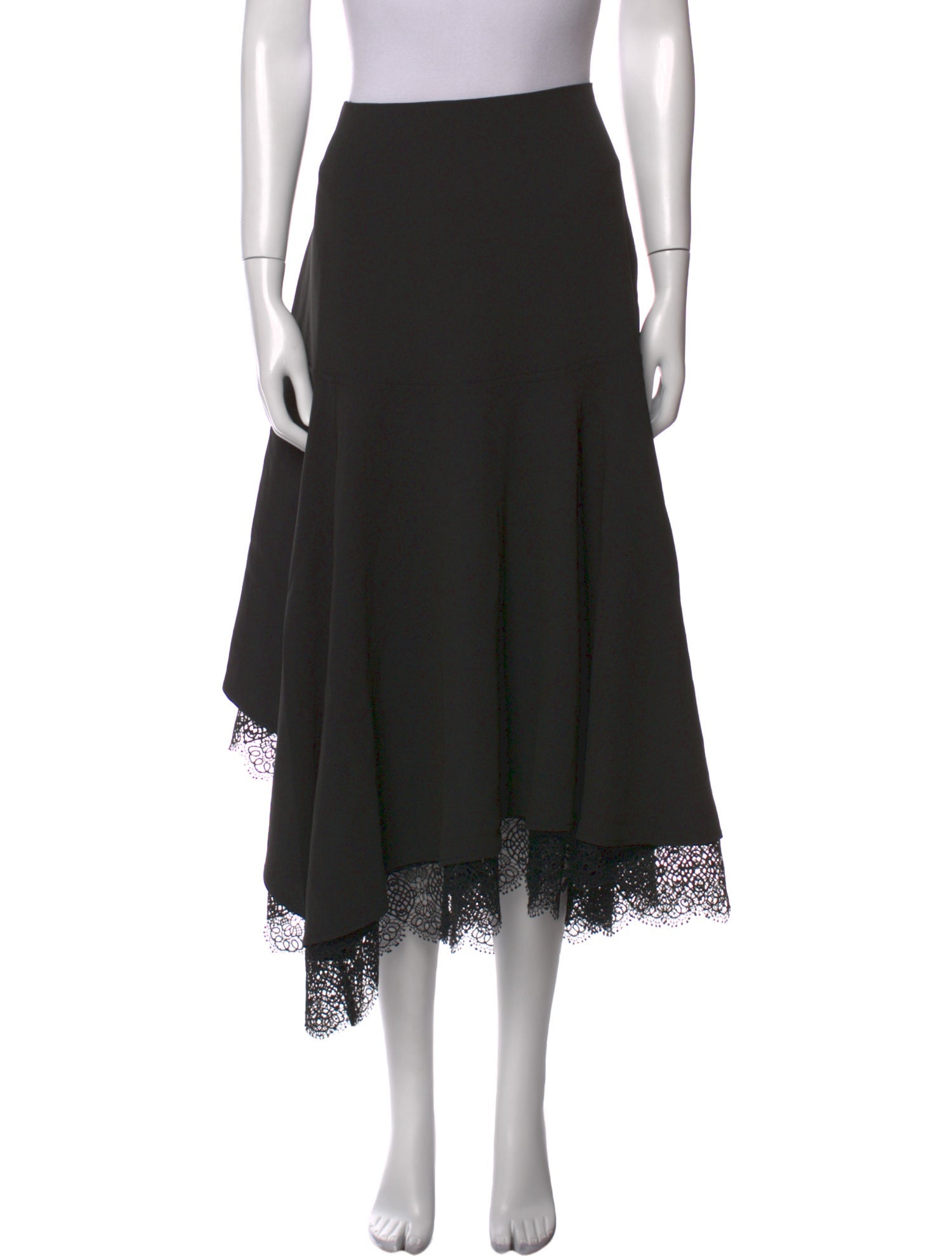 Haute Hippie Crochet Trim Midi Length Skirt