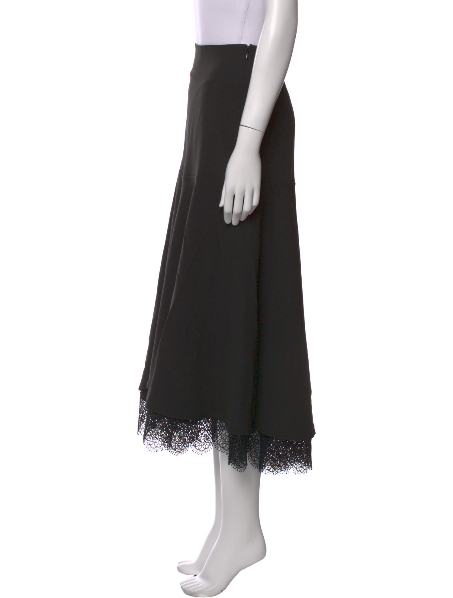 Haute Hippie Crochet Trim Midi Length Skirt