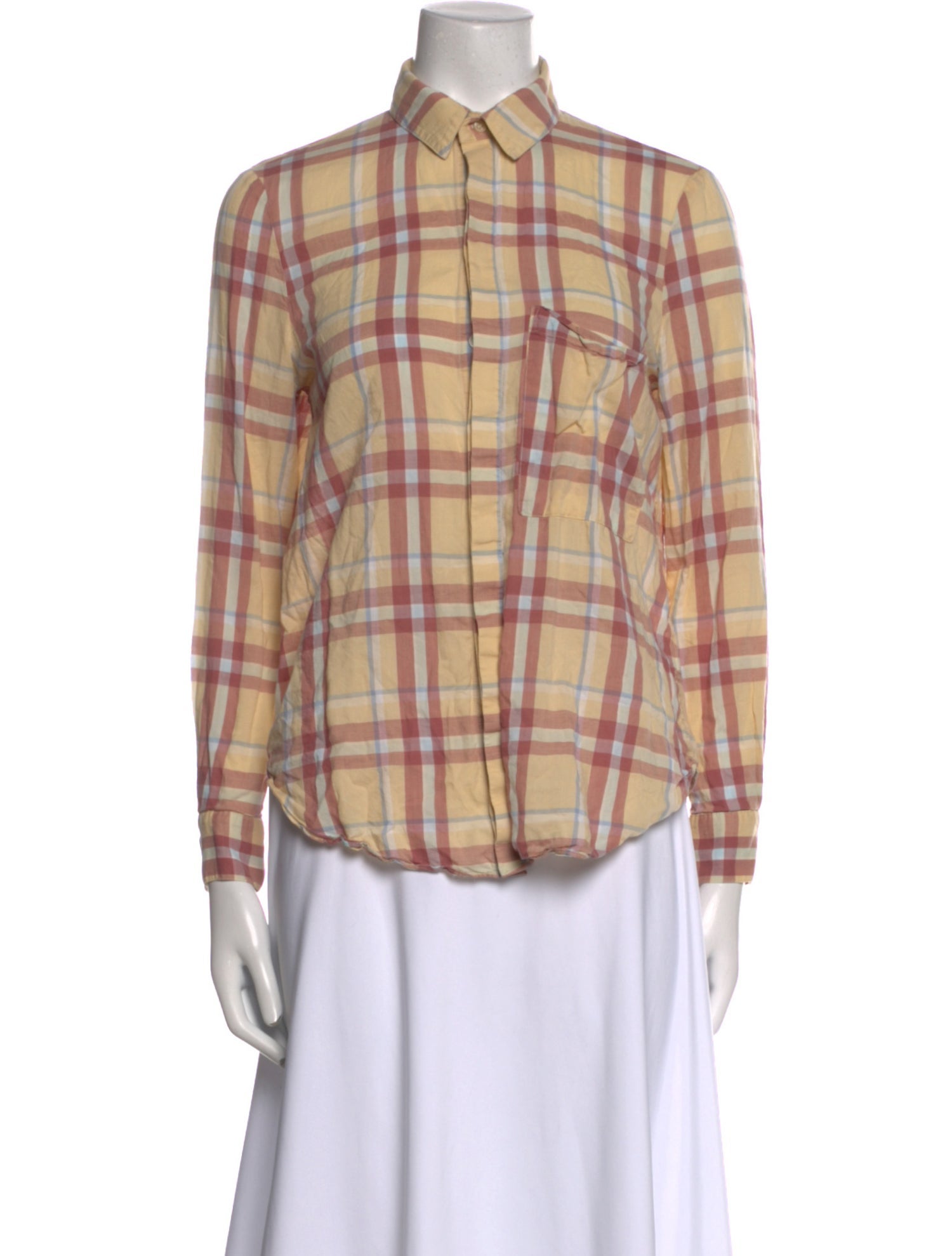 Haute Hippie Plaid Print Long Sleeve Button-Up Top