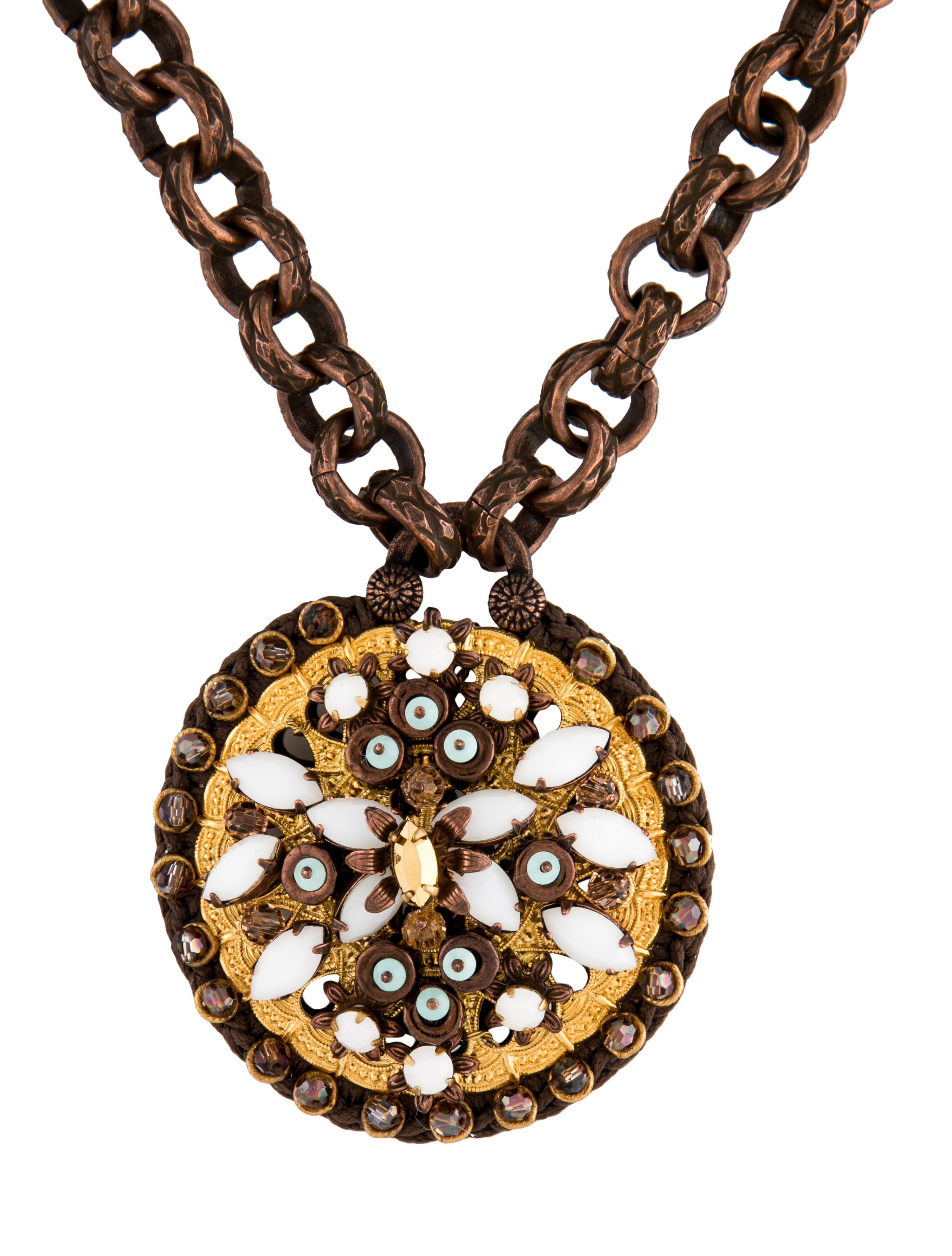 Miriam Haskell Crystal & Thread Collar Necklace Copper Collar