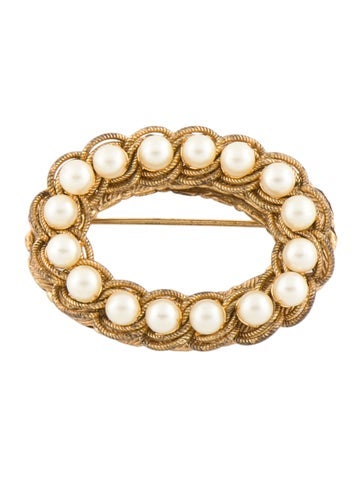 Miriam Haskell Pin Vintage Faux Pearl Brooch