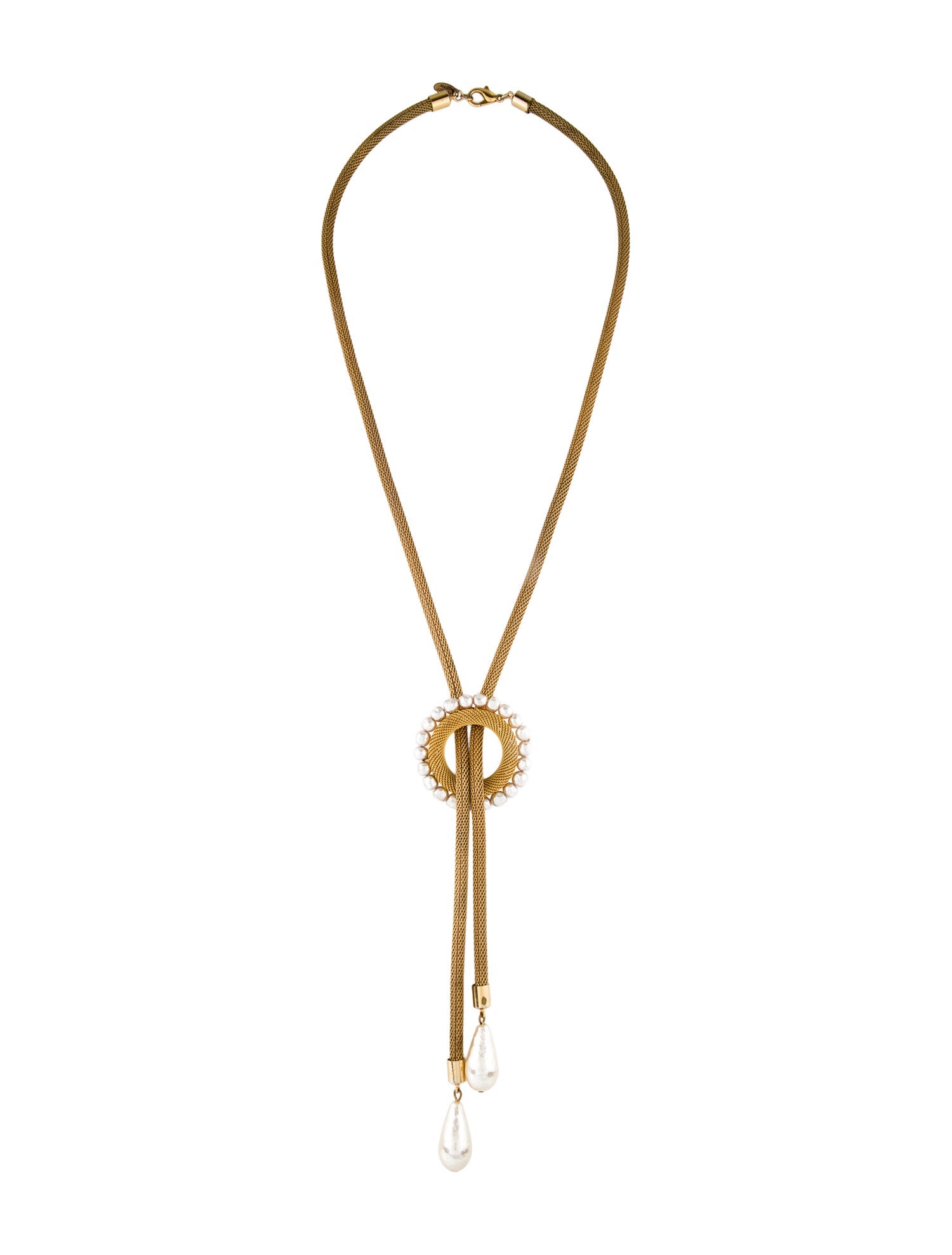 Miriam Haskell Faux Pearl Lariat Necklace