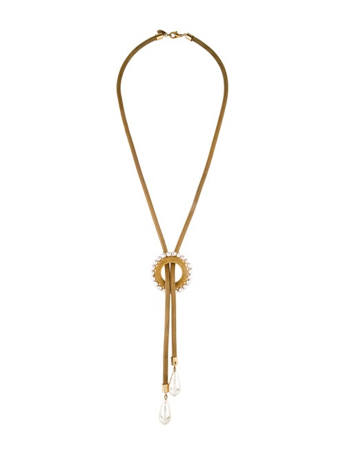 Miriam Haskell Faux Pearl Lariat Necklace
