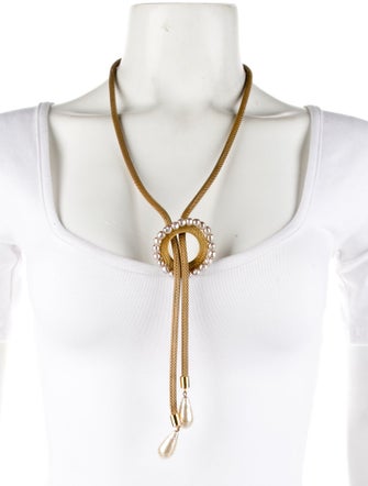 Miriam Haskell Faux Pearl Lariat Necklace