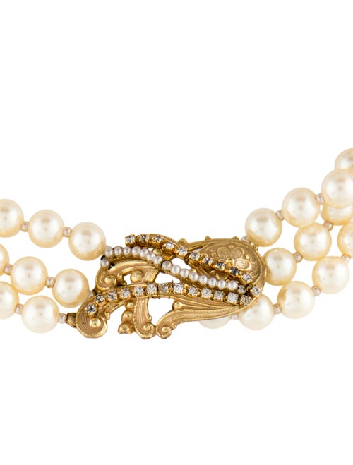 Miriam Haskell Faux Pearl & Crystal Collar Necklace