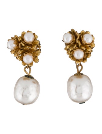 Miriam Haskell Faux Pearl Clip-On Earrings