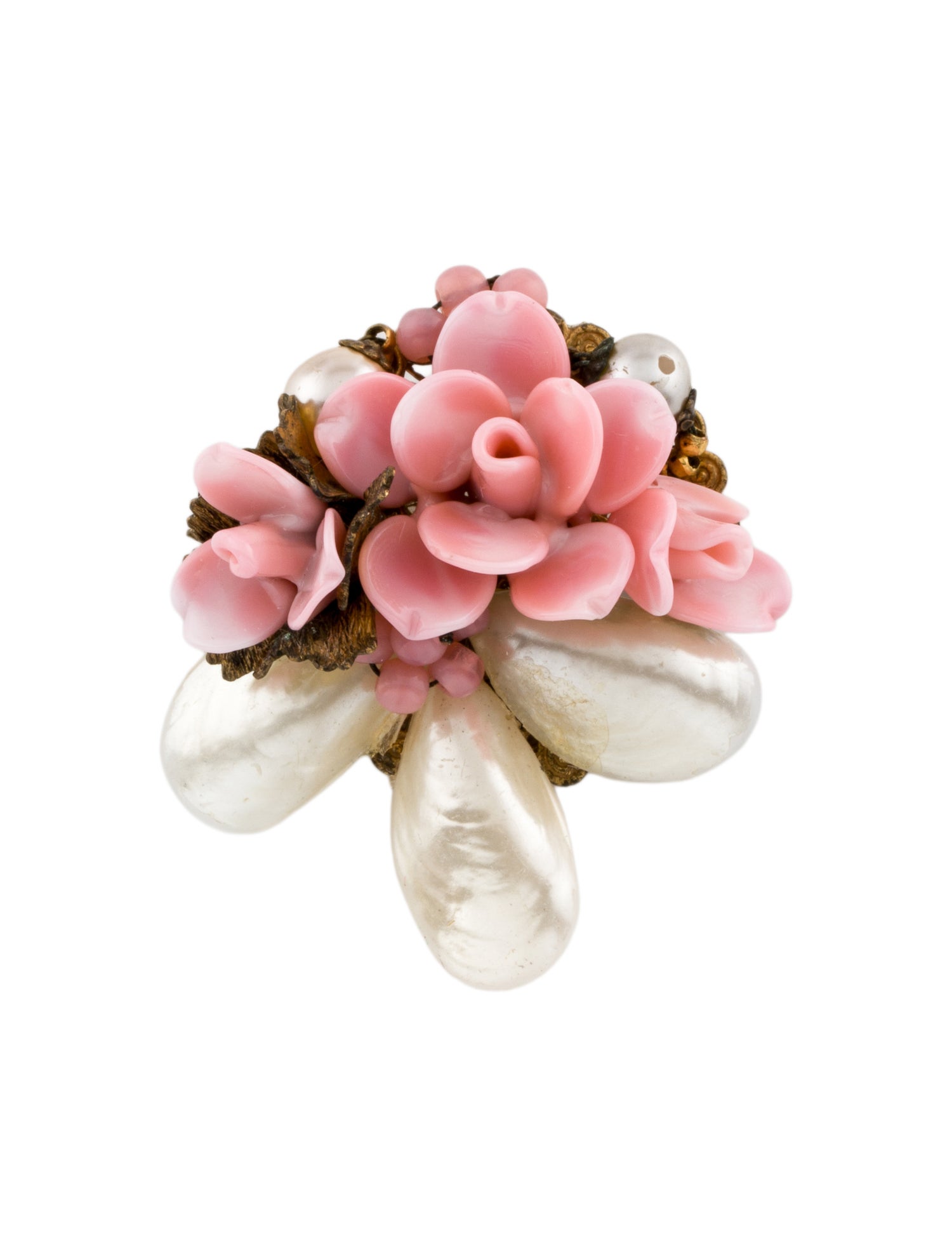 Miriam Haskell Resin & Faux Pearl Brooch