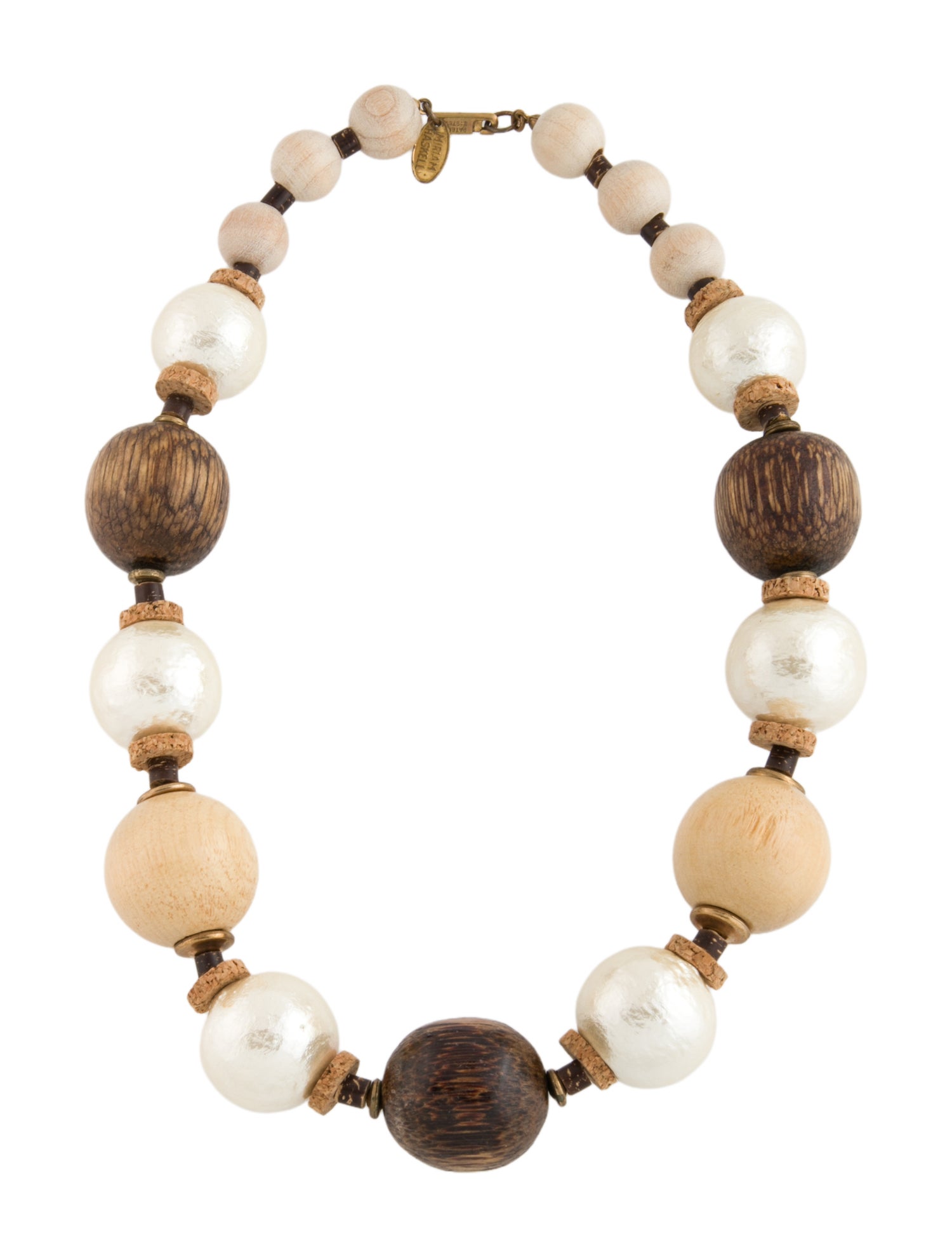 Miriam Haskell Wood Station Necklace