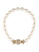 Miriam Haskell Faux Pearl Crystal Pendant Necklace