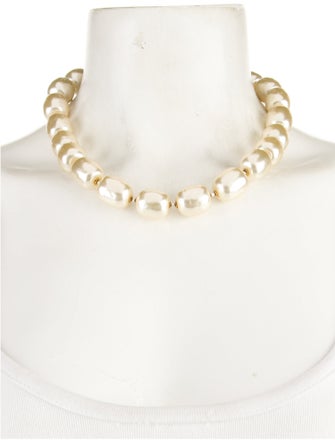 Miriam Haskell Faux Pearl Crystal Pendant Necklace