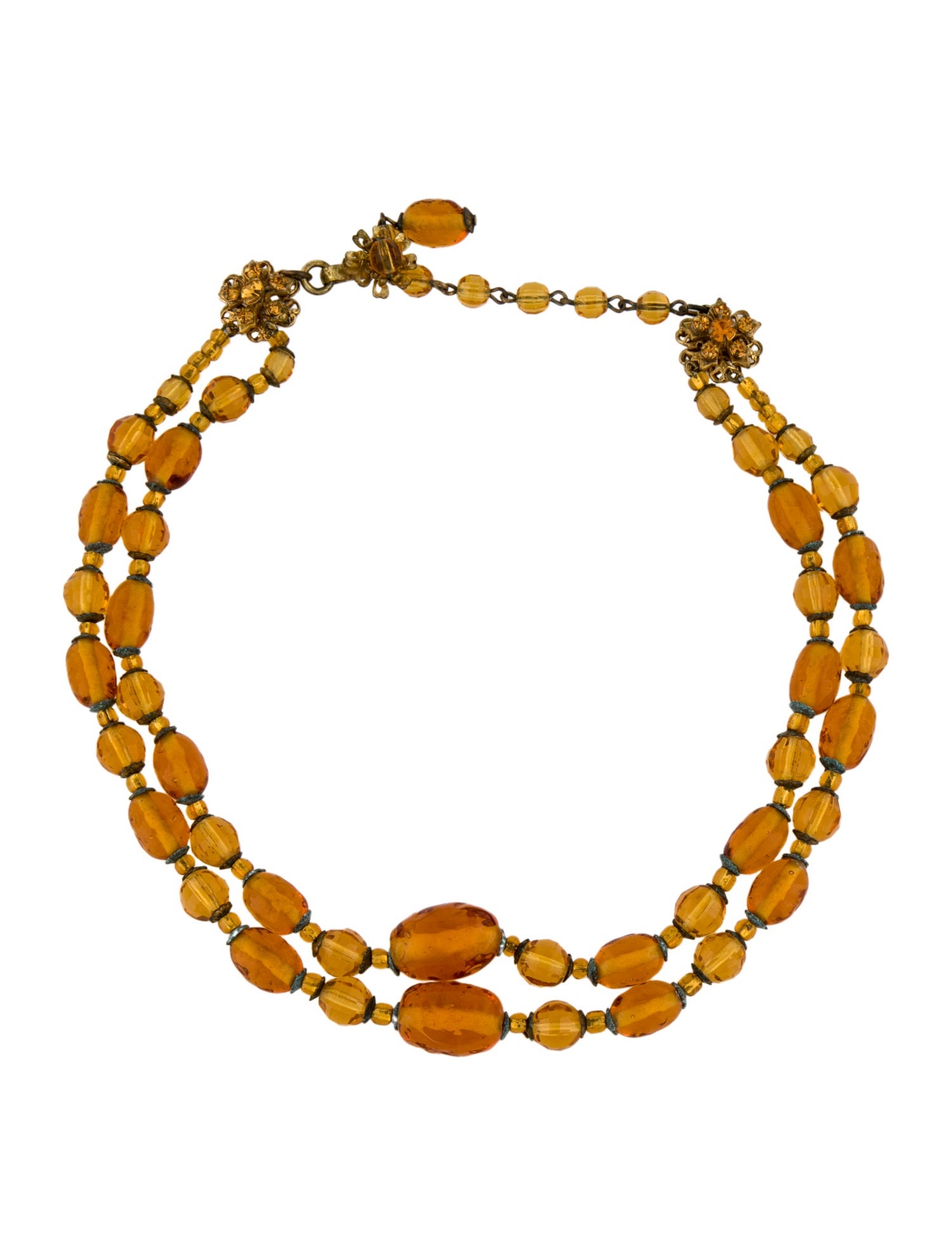 Miriam Haskell Vintage Beaded Double Strand Choker Necklace
