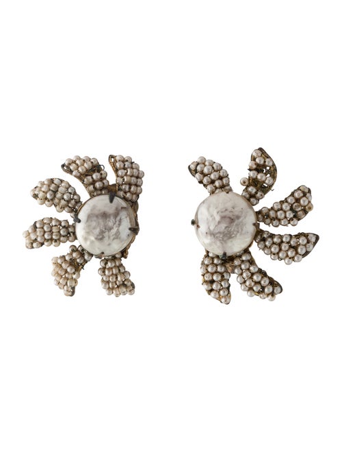 Miriam Haskell Faux Pearl Clip-On Earrings