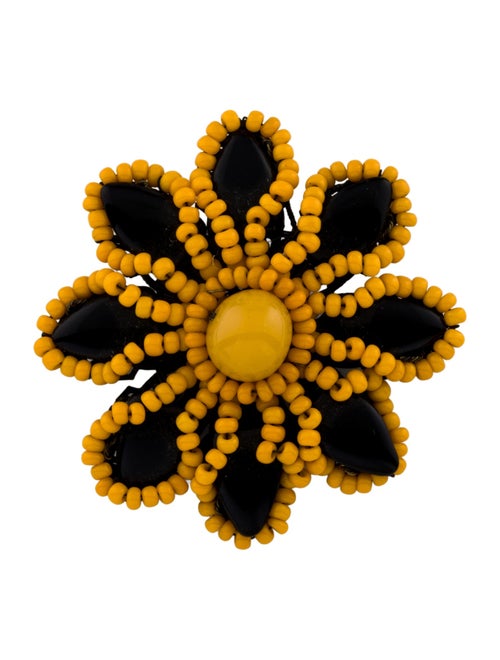Miriam Haskell Resin & Bead Flower Pin Brooch