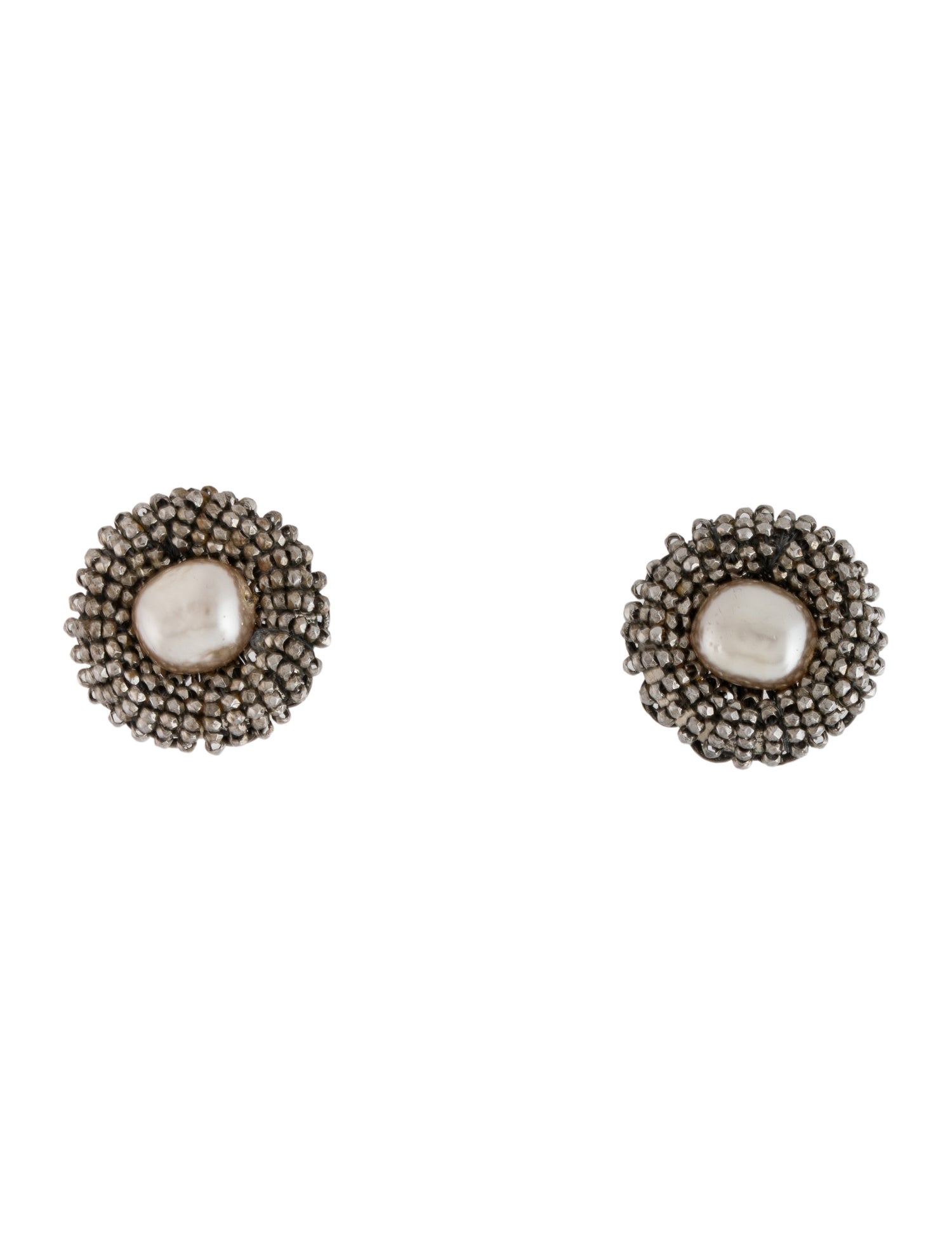 Miriam Haskell Faux Pearl & Bead Clip On Earrings