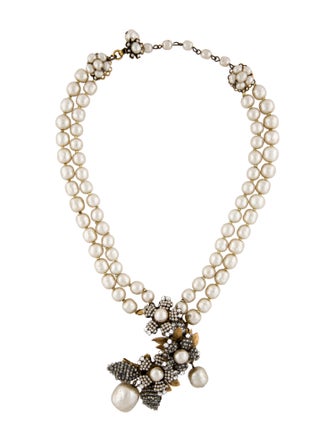 Miriam Haskell Faux Pearl, Bead & Crystals Multistrand Necklace