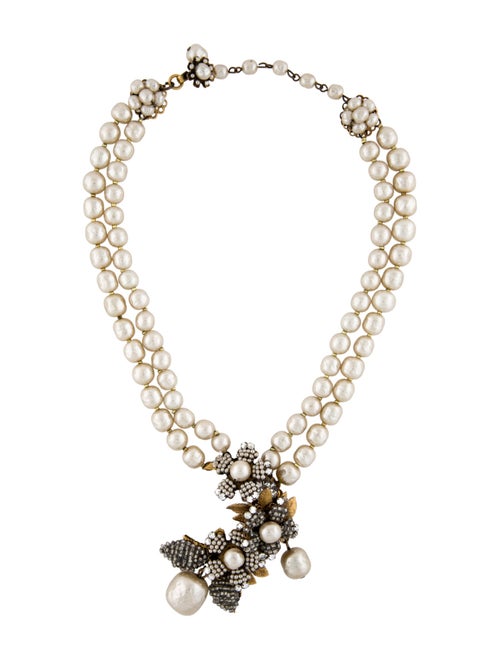 Miriam Haskell Faux Pearl, Bead & Crystals Multistrand Necklace