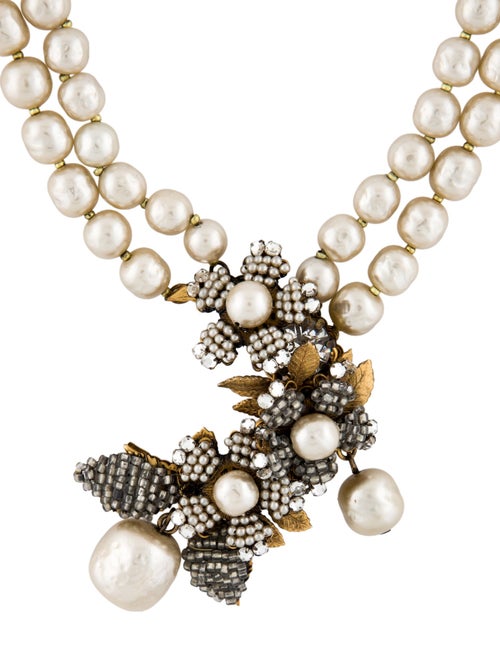 Miriam Haskell Faux Pearl, Bead & Crystals Multistrand Necklace