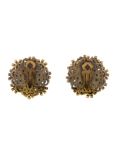 Miriam Haskell Faux Pearl & Crystal Clip-On Earrings