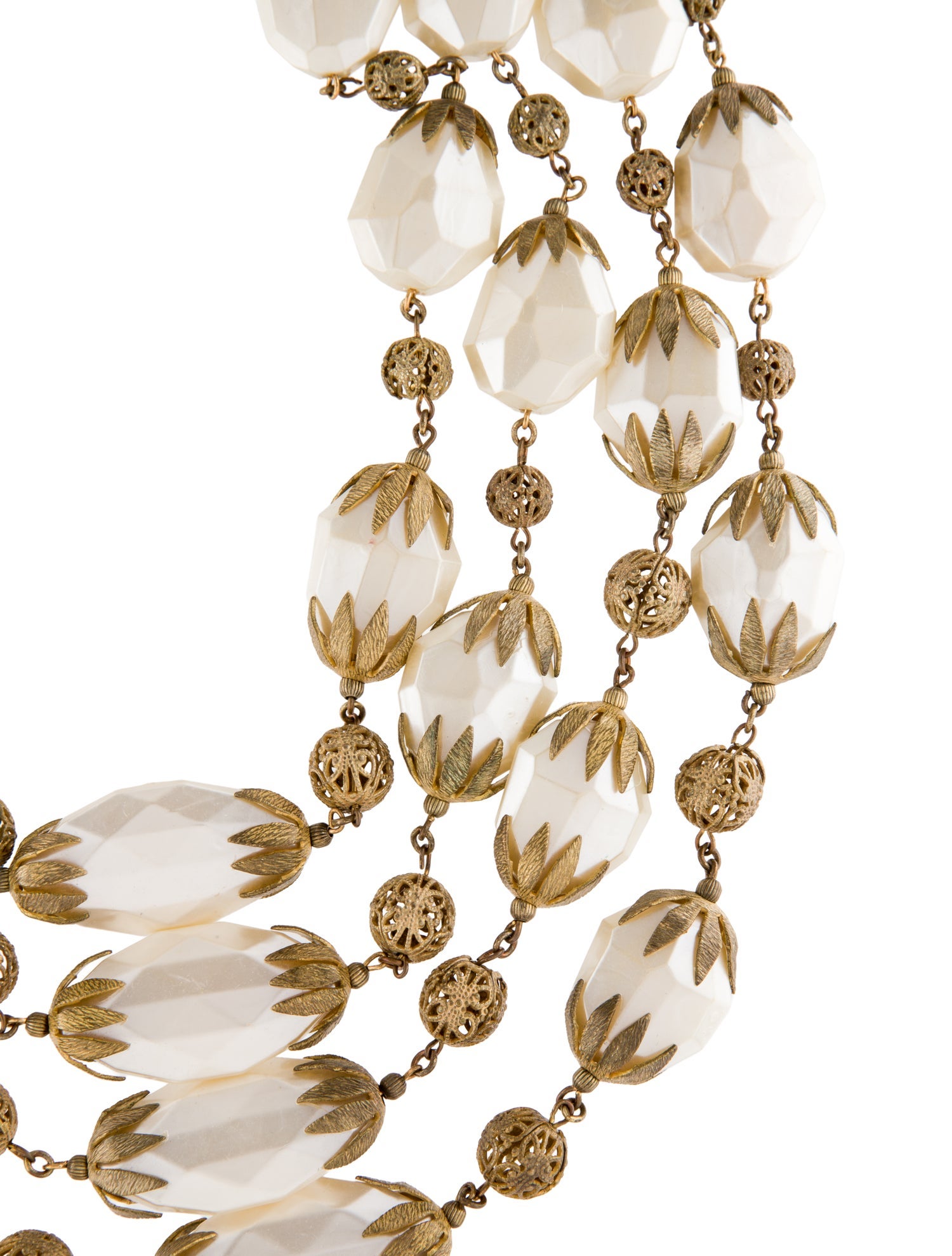 Miriam Haskell Vintage Faux Pearl Multistrand Collar Necklace