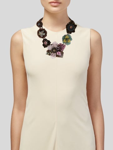 Pre-owned Miriam Haskell Resin & Glass Bead Rare Collectible Vintage Floral Beaded Statement Necklace, 22.25" In Multi