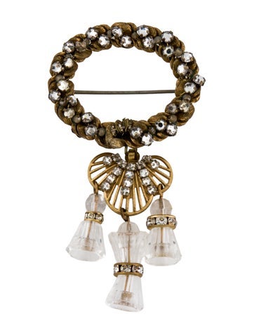 Pre-owned Miriam Haskell Crystal & Resin Brooch In Multi